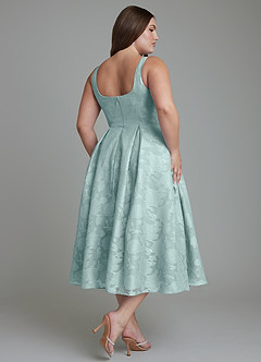 Azazie Amalie Bridesmaid Dresses Mist A-Line Pleated Floral Burnout Dress image11
