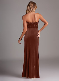 Azazie Larisa Jurken voor bruidsmeisjes Converteerbaar Jurk van flueel met Kolom Strapless Terracotta image2