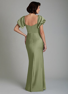 Azazie Lea Bridesmaid Dresses Garden Sage Mermaid Off the Shoulder Stretch Satin Convertible Dress image2