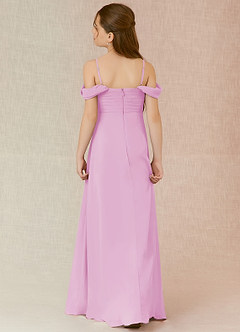 Azazie Kaitlynn Junior Candy Pink A-Line Off the Shoulder Chiffon Dress image2