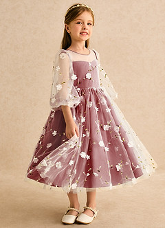 Azazie Elowen Flower Girl Dresses Rust A-Line Sweetheart Neckline Lace Dress image4