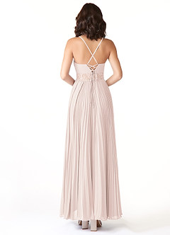 Azazie Devyn Bridesmaid Dresses Rose Petal A-Line Corset Chiffon Dress image2