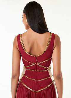 Simona Cherry Red Chain Maxi Dress image4