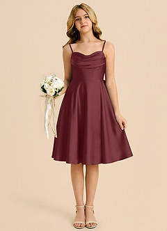 Azazie Bear Cabernet A-Line Sweetheart Neckline Stretch Satin Dress image6