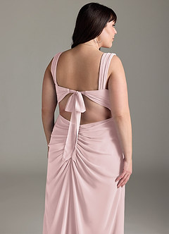 Azazie Jesaphine Bridesmaid Dresses Blushing Pink Sheath Bow Chiffon Dress image14