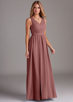 Azazie Kingsley Bridesmaid Dresses Desert Rose A-Line Lace Chiffon Dress image5