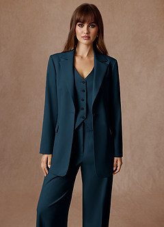 front Rowan Dark Navy Refined Weave Performance 2-Piece Suit