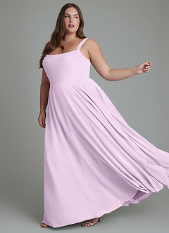 Azazie Shaude Bridesmaid Dresses Frosted Lilac A-Line Pleated Chiffon Dress image10