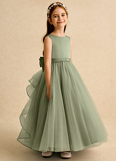 Azazie Lior Robe Demoiselle D'honneur Fillette Robe Princesse en Tulle Plissée Pistache image3