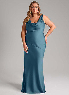 Azazie Rylina Bridesmaid Dresses Bermuda Mermaid Stretch Satin Dress image7