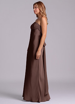 Azazie Ailanie Robes de demoiselle d'honneur Robe Fourreau en Satin extensible Bustier Ganache image6