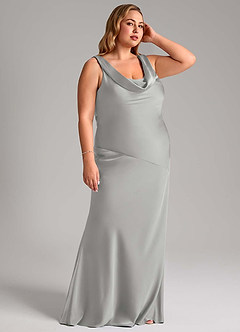 Azazie Rylina Bridesmaid Dresses Silver Mermaid Stretch Satin Dress image10