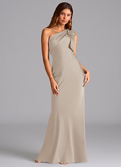 Azazie Yuanna Bridesmaid Dresses Frost Mermaid One Shoulder Stretch Satin Dress image3