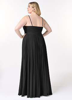 Azazie Vini Bridesmaid Dresses Black A-Line V-Neck Pleated Chiffon Dress image8