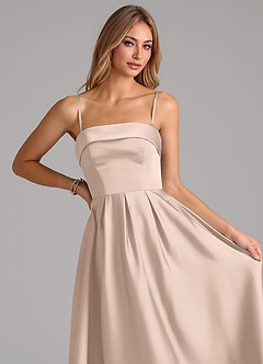 Azazie Lucienne Vestidos de damas de honor Vestido Rosa Inglesa de Satén Elástico de Línea A Convertible con Palabra de honor image2