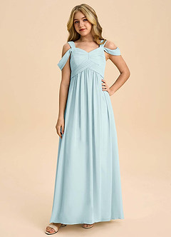 Azazie Lianne Junior Sea Glass A-Line Off the Shoulder Chiffon Dress image3