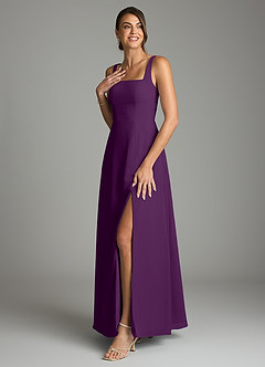 Azazie Debra Bridesmaid Dresses Grape A-Line with Pockets Chiffon Convertible Dress image5