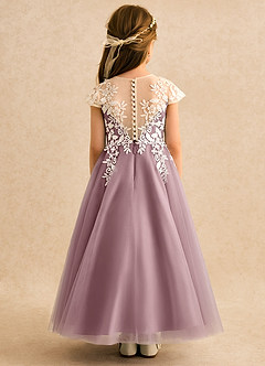 Azazie Dandelion Flower Girl Dresses Dusty Rose Ball-Gown Lace Dress image5