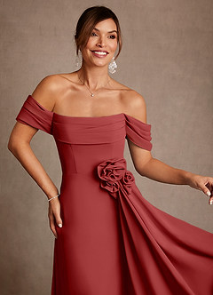 Azazie Amherst vestidos de madre de la novia Vestido de Óxido de Gasa de Corte en A con Vestidos sin tirantes image6