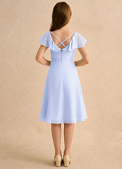 Azazie Narin Girls Formal Robe Demoiselle D'honneur Fillette Robe Trapèze en Mousseline de soie avec manches Lavande image2