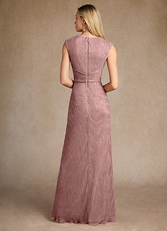 Azazie Salem Mother of the Bride Dresses Dusty Rose A-Line Pleated Metallic Mesh Dress image3