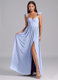 Azazie Denisse Suknie dla druhen Linia A Marszczony Szyfon Do ziemi Sukienka image4