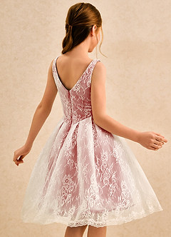 Azazie Cubbie Girls Formal vestidos de niña de las flores Vestido de Rosa Antigua de Encaje de Corte en A image2