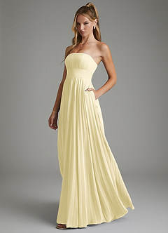 Azazie Ari Abiti da Damigella Abito A-Line in Chiffon Senza Spalline Sorbetto Al Limone image3