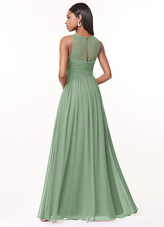 Azazie Nina Bridesmaid Dresses Matcha A-Line Pleated Chiffon Dress image2