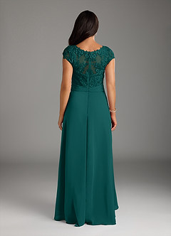 Azazie Irmeli Mother of the Bride Dresses Peacock A-Line Lace Chiffon Dress image4