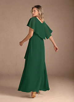 Azazie Eliza Mother of the Bride Dresses Dark Green A-Line V-Neck Pleated Chiffon Dress image7