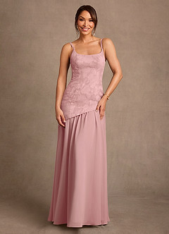Azazie Flossie Mère de la mariée Robes Robe Trapèze en Mousseline de soie Plissé Rose Poussiéreuse image4