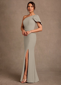 Azazie Haddie Moeder van de bruid jurken Kolom Jurk van Stretch crêpe One-shoulder Taupe image3