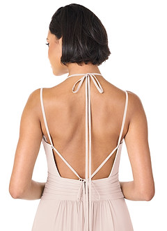 Azazie Farren Vestidos de damas de honor Vestido de Pétalo De Rosa de Gasa de Corte en A Convertible con Plisado image6