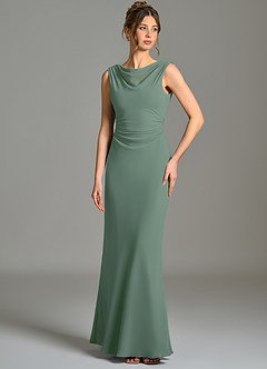 Azazie Kieryn Bridesmaid Dresses Eucalyptus Mermaid Pleated Chiffon Dress image1