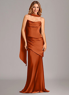 Azazie Pelagia Suknie dla druhen Syrena Gorset Satyna elastyczna Do ziemi Sukienka image2