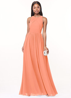 Azazie Harper Bridesmaid Dresses Sunset A-Line Pleated Chiffon Dress image1