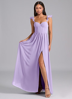 Azazie Denisse Bridesmaid Dresses Lilac A-Line Ruched Chiffon Dress image4