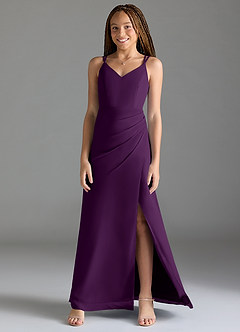 Azazie Leo Junior Grape Mermaid Pleated Chiffon Dress image1