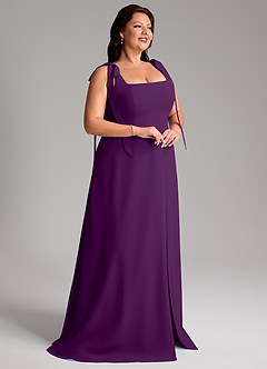 Azazie Debra Bridesmaid Dresses Grape A-Line with Pockets Chiffon Convertible Dress image12