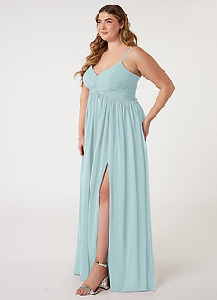 Azazie Alia Bridesmaid Dresses Mist A-Line Pleated Chiffon Dress image8