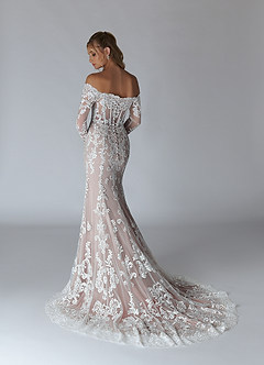 Azazie Solaris Wedding Dresses Diamond White Cocoa A-Line V-Neck Sequins Tulle Dress image4