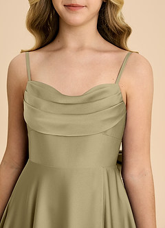 Azazie Bear Junior Moss Green A-Line Sweetheart Neckline Stretch Satin Dress image8