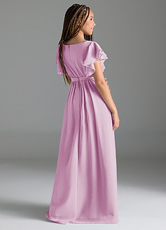 Azazie Daphne Junior Vestido de Rosa Caramelo de Gasa de Corte en A con Plisado image5