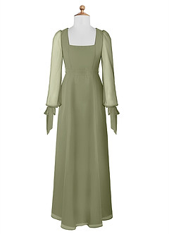 Azazie Leonia Junior A-Linie mit Taschen Chiffon Kleid Pistazie image7