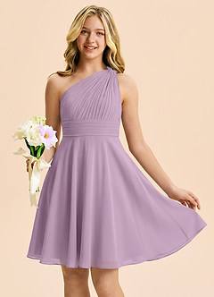 Azazie Charlize Junior Wisteria A-Line Pleated Chiffon Dress image1