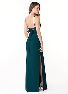 Azazie Mai Bridesmaid Dresses Pine Sheath Pleated Chiffon Dress image4