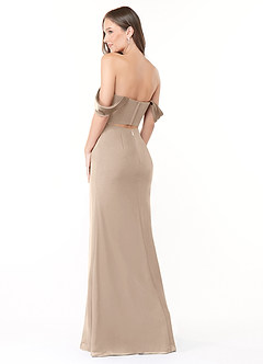 Azazie Lynnie Brautjungfernkleider Wandelbar Meerjungfrau-Linie Schulterfrei Chiffon Kleid Taupe image5
