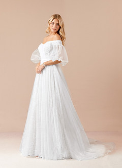 Azazie Vendela Wedding Dresses Diamond White Ball-Gown Sequins Tulle Dress image3