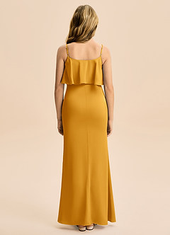 Azazie Galene Junior Havfrue Stræk satin Gulv-længde Junior brudepige Kjole image2